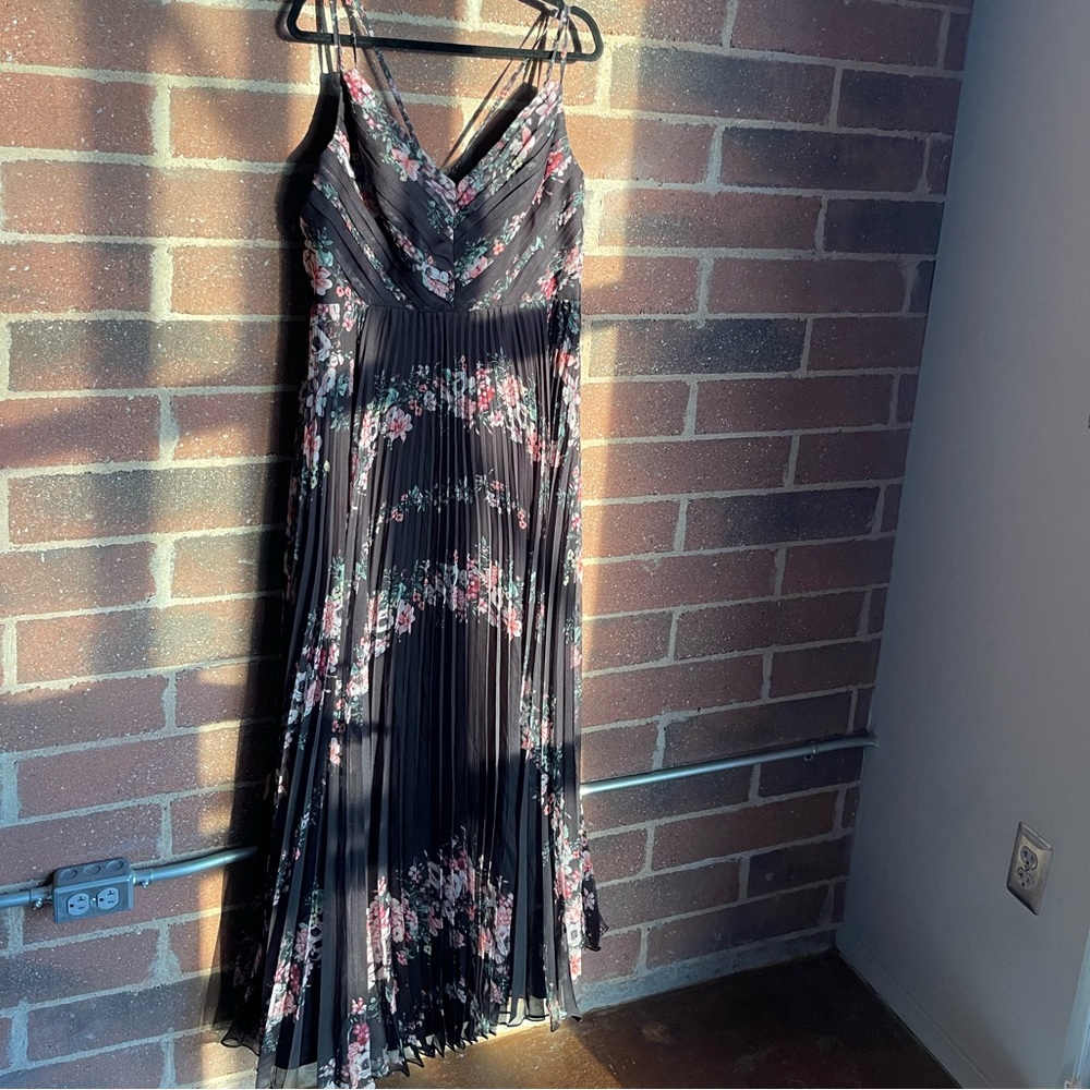 Marchesa Notte Pleated Belted Gown (belt not pictured)